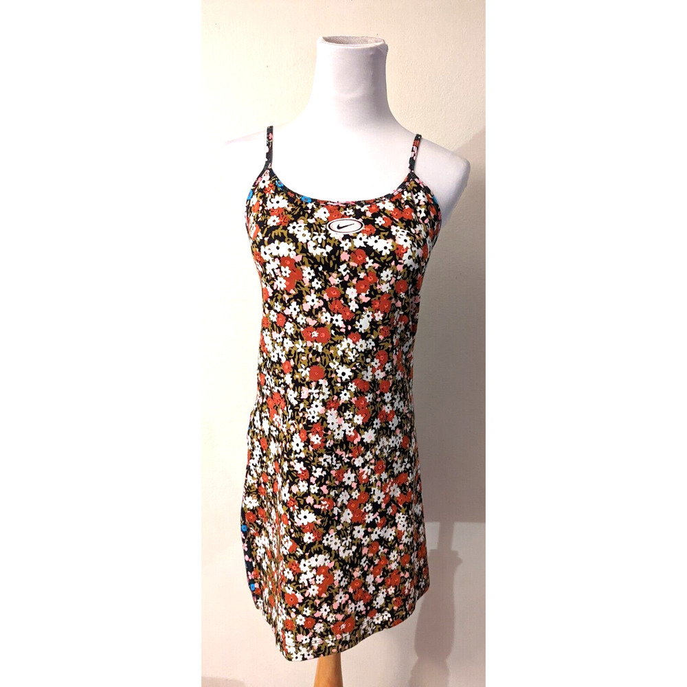 New Nike sz S Slim Fit Cami Dress knit sleeveless tank floral print cu5371 T1